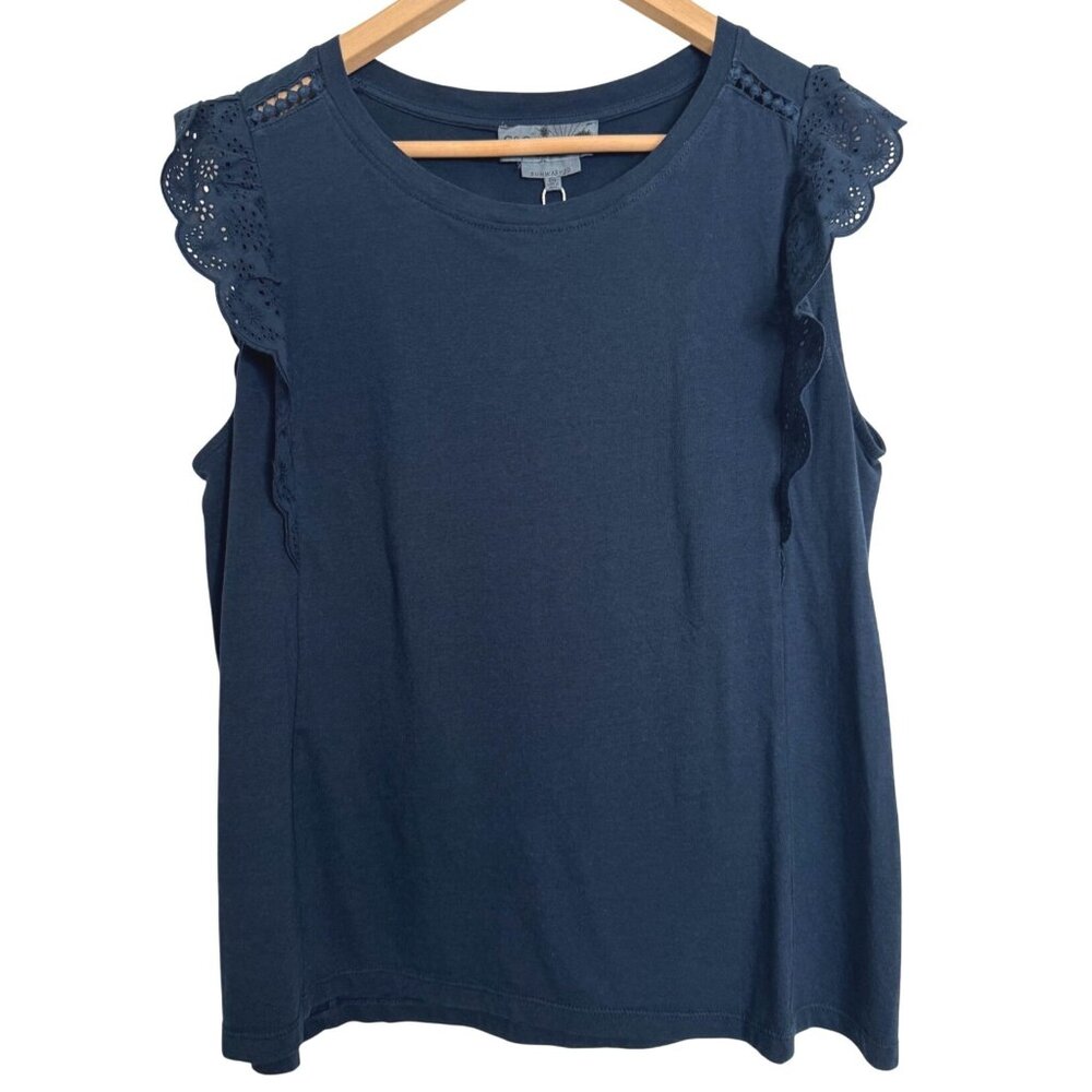 C & C California Presley Size Medium Sunwashed Tee Flutter Crew NWT Navy